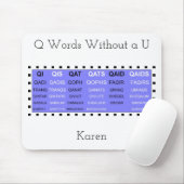 Tapis De Souris Q Mots sans aide au jeu en U (Avec souris)
