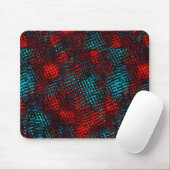 Tapis De Souris Quadrillé rayé de rouge et de bleu clair. (Avec souris)