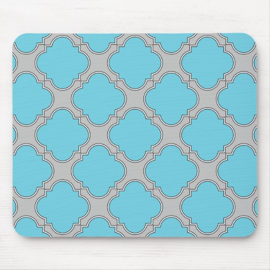 Tapis De Souris Quatrefoil bleu et gris (Devant)