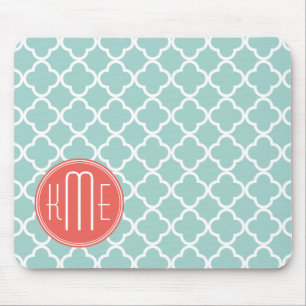 Tapis De Souris Quatrefoil en bon état et de corail avec le