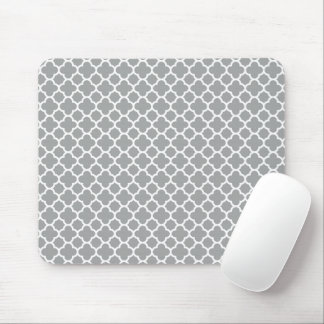 Tapis De Souris Quatrefoil gris et blanc