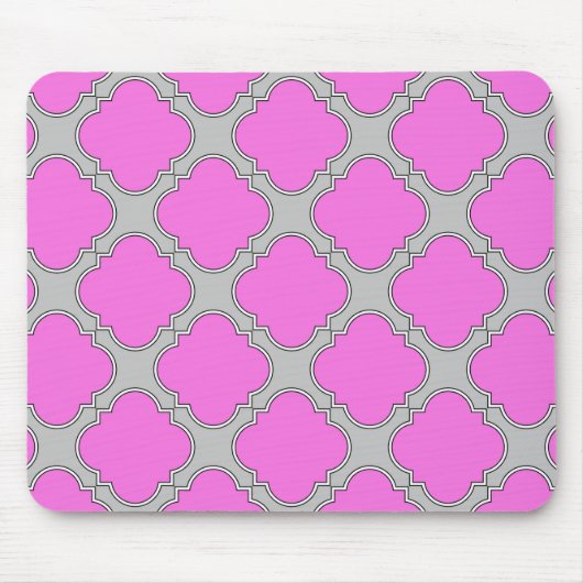 Tapis De Souris Quatrefoil rose et gris (Devant)