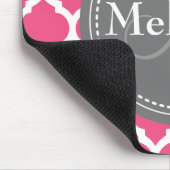 Tapis De Souris Quatrefoil rose et gris clair monogramme (Coin)