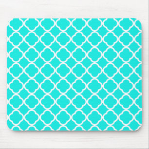 Tapis De Souris Quatrefoil Turquoise Lumineux