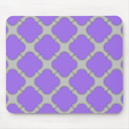 Tapis De Souris Quatrefoil violet et gris (Devant)