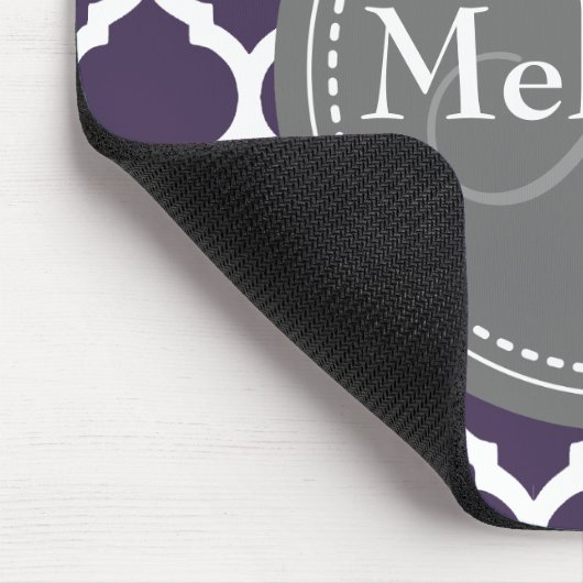 Tapis De Souris Quatrefoil violet et gris monogramme (Coin)