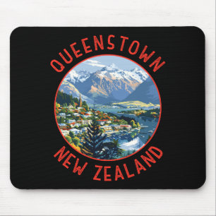 Tapis De Souris Queenstown Nouvelle-Zélande Cercle en détresse rét