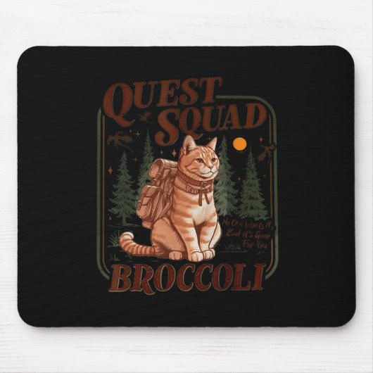 Tapis De Souris Quest Fantasy Squad Broccoli Funny Cat (Devant)