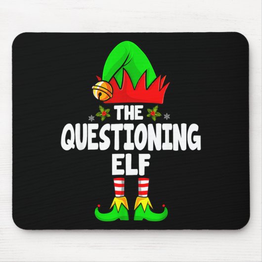 Tapis De Souris Questioning Elf Group Christmas Funny Pajama Party (Devant)