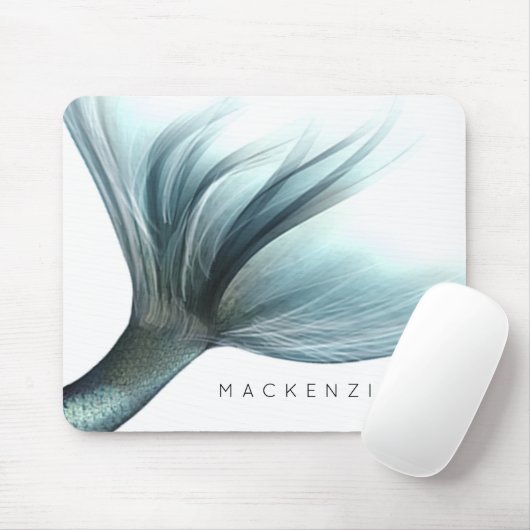 Tapis De Souris Queue Mermaid Luxe | Seafoam Mint Green Aqua Custo (Avec souris)