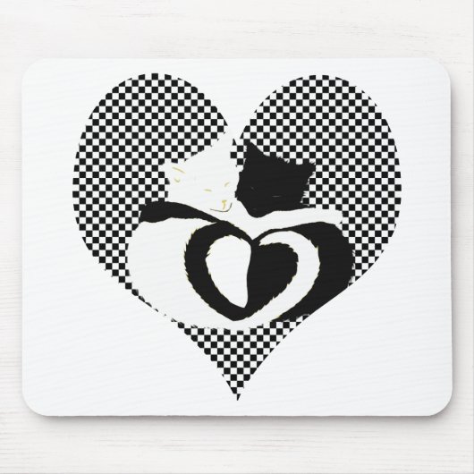 Tapis De Souris Queues CAT - amour noir blanc (Devant)