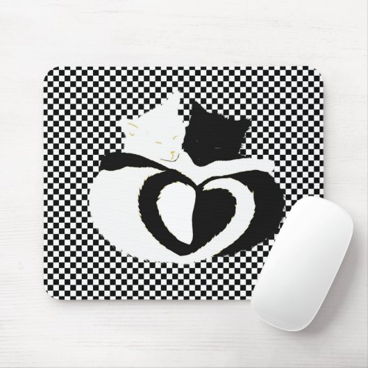 Tapis De Souris Queues CAT - amour noir blanc (Avec souris)
