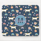 Tapis De Souris Quirky mignon Chien Rainbow Motif bleu Personnalis (Devant)