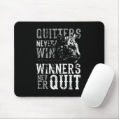 Tapis De Souris Quitters ne gagnent jamais avec Tiger Black Pad (Avec souris)