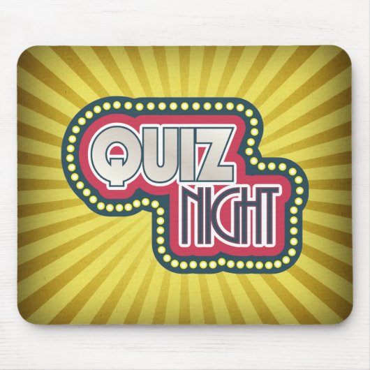 Tapis De Souris Quiz Nuit Trivia Party Jaune Sunburst (Devant)