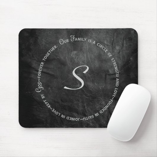 Tapis De Souris Quote et monogramme Family Circle en cuir (Avec souris)