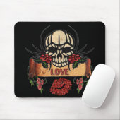 Tapis De Souris RAB Rockabilly Crâne Roses Love Lipstick (Avec souris)
