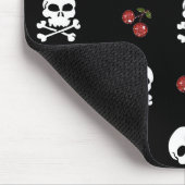 Tapis De Souris RAB Rockabilly Skuls et Cerises sur Noir (Coin)