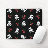 Tapis De Souris RAB Rockabilly Skuls et Cerises sur Noir (Avec souris)