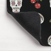 Tapis De Souris RAB Rockabilly Sugar Skulls Cherries On Black (Coin)