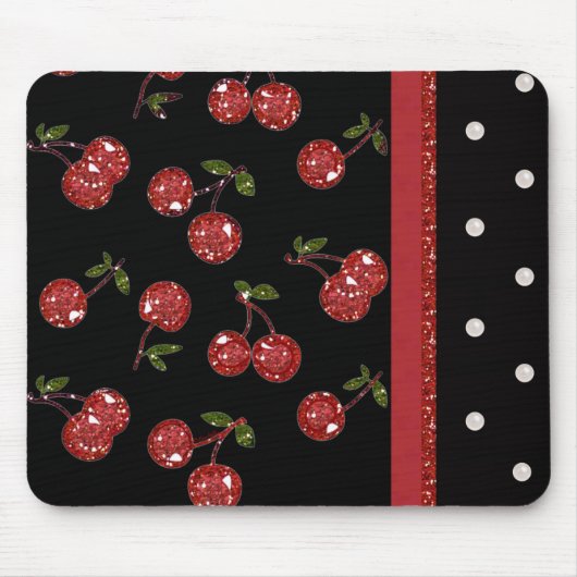 Tapis De Souris RAB Rockabilly très cerise cerises Noir (Devant)