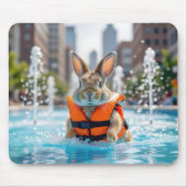 Tapis De Souris Rabbit dans une fontaine de ville (Devant)