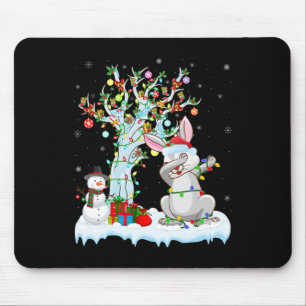 Tapis De Souris Rabbit Lights Xmas Tree Dabbing Rabbit Chris
