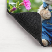 Tapis De Souris Rabbit Manger Des Fleurs De Pétunia (Coin)