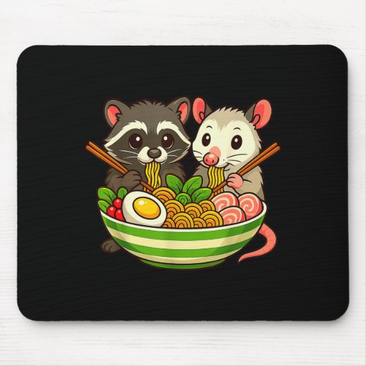 Tapis De Souris Raccoon And Ossum Eating Ramen Noodles (Devant)