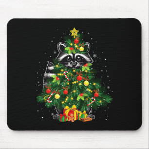 Tapis De Souris Raccoon Cosplay Xmas Tree Amoureux des animaux cor