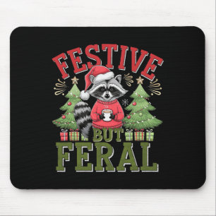 Tapis De Souris Raccoon Festif Mais Feral Noël Père Noël Fun Anim