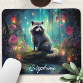Tapis De Souris Raccoon forestier enchanté Personnalisé