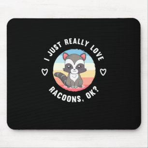 Tapis De Souris Raccoon Lover J'Aime Vraiment Les Raccoons
