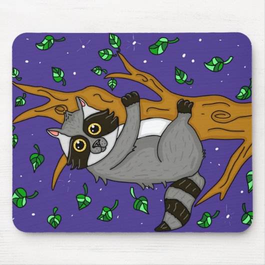 Tapis De Souris Raccoon lunaire suspendu à partir de l'arbre (Devant)