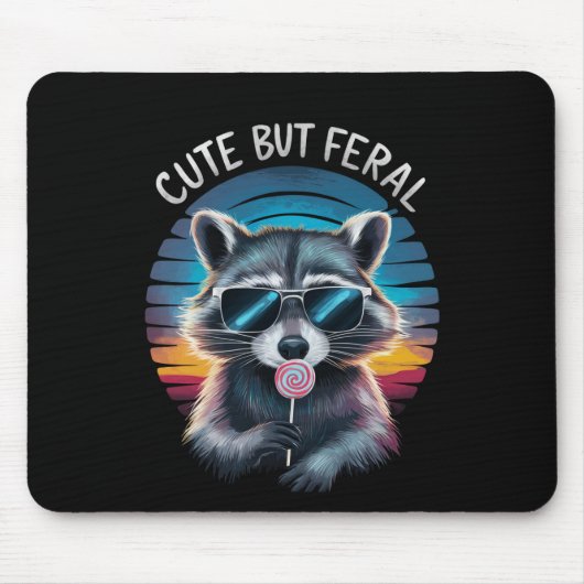 Tapis De Souris Raccoon mignon mais feral Funny (Devant)