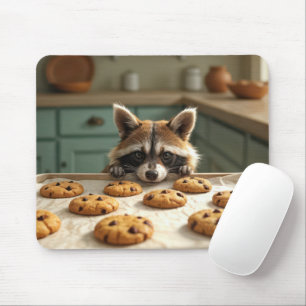 Tapis De Souris Raccoon Regardant Les Cookies De Chip De Chocolat
