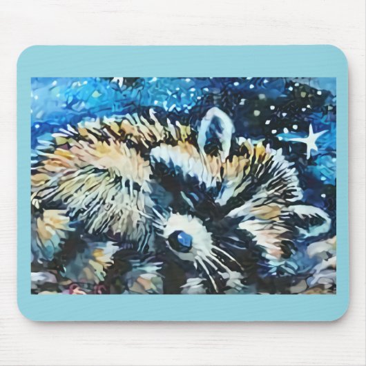 Tapis De Souris Raccoon sleeping night sky (Devant)