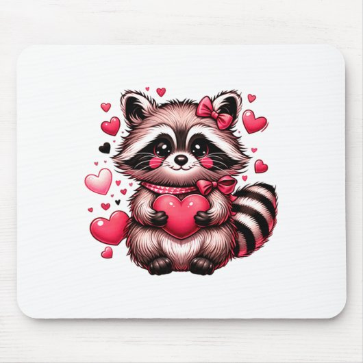 Tapis De Souris Raccoon Valentine Hearts (Devant)