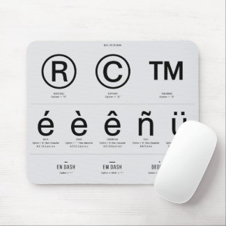 Tapis De Souris Raccourcis de caractères spéciaux MAC Pad souris