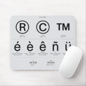 Tapis De Souris Raccourcis de caractères spéciaux MAC Pad souris (Avec souris)