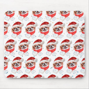 Tapis De Souris Races de chiens Japonais Chin Étoiles de Noël