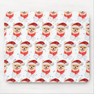 Tapis De Souris Races de chiens Poméranie étoiles de Noël