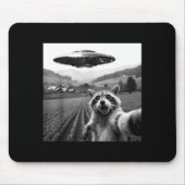 Tapis De Souris Racoon Selfie With Alien Ufo Funny Racoon Alien Bi (Devant)