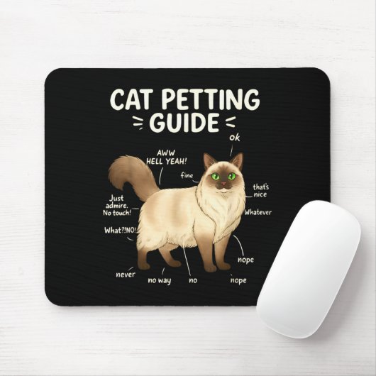 Tapis De Souris Ragdoll Cat Petting Guide Funny Cat Lover  (Avec souris)