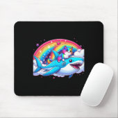 Tapis De Souris Rainbow Galaxy Chat équitation Requin dans l'espac (Avec souris)