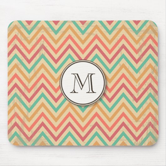 Tapis De Souris Rainbow Grunge Zigzag Chevrons (Devant)