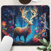 Tapis De Souris Rainbow Swirl Forest Deer Personnalisé
