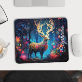 Tapis De Souris Rainbow Swirl Forest Deer Personnalisé