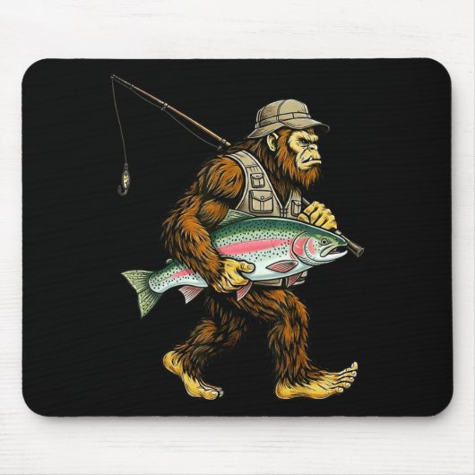 Tapis De Souris Rainbow Trout Bigfoot Fisherman River Fishing Sasq (Devant)