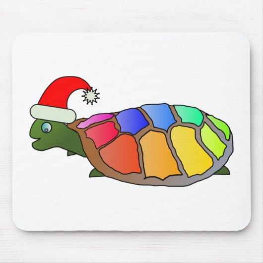 Tapis De Souris Rainbow Turtle avec Santa Hat (Devant)